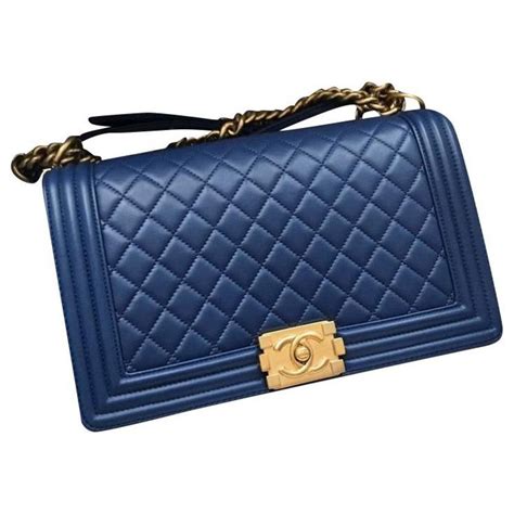 chanel boy bag dark blue|Chanel boy original.